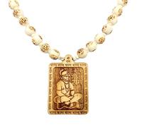 BRIJ HAAT Medallón/colgante de madera hecho a mano con hermosas cuentas talladas de carnero indio, joyería india Mala