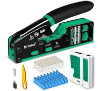 Brileine Kit de crimpadora RJ45 para pasar a través de Ethernet, kit de herramientas de crimpado RJ45 para conectores estándar RJ11/RJ12 RJ45 y pases a través de conectores