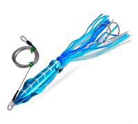 Brilla en la oscuridad para señuelo de pulpo con falda de silicona atada a mano y ojos 3D para noche en agua salada, barco, cebo de río, amarillo, 110 g (160 g, color C)