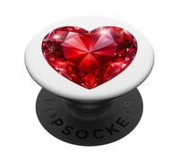 Brillante Corazón Rojo Diamante Elegante Artístico PopSockets PopGrip Adhesivo