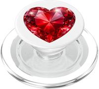 Brillante Corazón Rojo Diamante Elegante Artístico PopSockets PopGrip para MagSafe