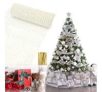 Brillante Espumillón, 26CmX 9.14M Espumillón y Guirnalda de Oropel de Navidad, Oropel de Navidad Decoración, Árbol Decoraciones De Fiestas Navideña (Blanco Dorado)