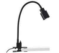 BRILLANTE Lámpara de pinza LED en negro con brazo flexible e interruptor basculante Lámpara de pinza flexible, lámpara de lectura lámpara de escritorio lámpara de cama con 3 vatios y 300 lúmenes,