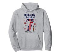 Brillante Regalo de cumpleaños británico en el 7 Reino Unido Sudadera con Capucha, Unisex para Adultos, Gris Jaspeado, XXL