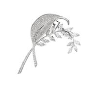 Brillante Zirconia Ginkgos Hoja Broche Delicado Broche de Circonita Con Líneas Suaves Y Cómodo Desgaste Para Mujeres Señoras Patrón Floral