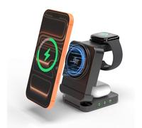 BRILLESS Estación de carga inalámbrica plegable 3 en 1, Qi2.2 de 25 W, carga rápida certificada para soporte de carga magnético, iPhone y Samsung, Apple Watch y Galaxy Watch, AirPods y Galaxy Buds