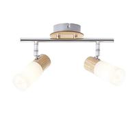 Brilliant 51413/50 Babsan - Plafón con 2 luces, metal plástico, E14, 3,5 W, madera clara/blanca