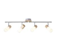 Brilliant 51432/50 babsan plafón con 4 luces, Metal/Madera/Plástico, E14, 3 W, madera claro/blanco