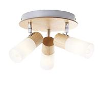 BRILLIANT lámpara Babsan Spotrondell 3flg madera claro/blanco | 3x C35, E14, 3.5W, adecuado para lámparas de velas (no incluidas) | Escala A ++ a E | Cabezas giratorias