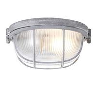 Brilliant 94480/70 Lauren - Plafón de techo (metal, cristal, E27, 40 W, acero, 19 cm), color gris