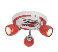 BRILLIANT Lámpara Racing LED Spot Rondell 3flg rojo/blanco-negro | 3x LED-PAR51, GU10, lámparas reflectoras LED de 3W incluidas, (250lm, 3000K) | Escala A ++ a E | Cabezas giratorias