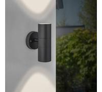 Brilliant Aplique de exterior Jandy up/down, negro, metal, cristal, GU10