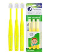 Brilliant Baby Buddy - Cepillo de dientes de bebé para edades de 4 a 24 meses, sin BPA, microcerdas superfinas limpian la boca, los niños los aman, amarillo, 3 unidades