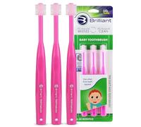 Brilliant Baby Buddy - Cepillo de dientes para bebé, diseñado para edades de 4 a 24 meses, cepillo de dientes y cepillo de dientes para niños pequeños, limpia toda la boca, primer cepillo de dientes