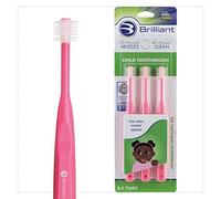 Brilliant Baby Buddy - Cepillo de dientes para niños de 2 a 5 años, cuando aparecen molares, micro cerdas limpian la boca, los niños les encantan, 3 unidades, color rosa