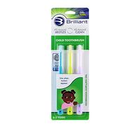 Brilliant Baby Buddy - Cepillo de dientes para niños de 2 a 5 años, cuando aparecen molares, micro cerdas limpian la boca, los niños les encantan, 3 unidades, azul cielo-lima-lila