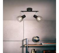 Brilliant Blacky downlight de techo, longitud 31 cm, negro, 2 luces, metal