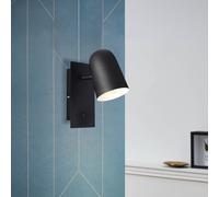 Brilliant Foco de pared Ayr, negro mate, altura 20 cm, metal