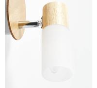 Brilliant Foco de pared Babsan, Ø 10 cm, madera clara, bambú
