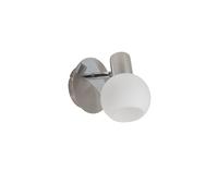 Brilliant Foco de pared Tiara, hierro/blanco, Ø 11 cm, metal/vidrio