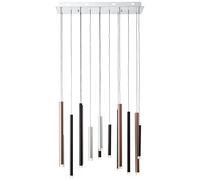 Brilliant G93764Z20 - Lámpara colgante (14 luces LED, altura regulable, 3 niveles mediante interruptor de pared de metal/plástico, aluminio/negro/marrón/café-180 x 70 cm)