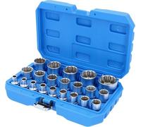 Brilliant - Juego de llaves de vaso 1/2", doce cantos, cortas, 21 pzs, 8-36 mm
