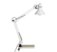 BRILLIANT lámpara Lámpara de clip para escritorio Hobby blanca | 1x A60, E27, 40W, adecuado para lámparas normales (no incluidas) | Escala A ++ a E | Con interruptor de presión en el cabezal de la lám