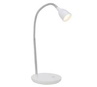 BRILLIANT lámpara Anthony LED lámpara de mesa hierro/blanco | 1x 2.4W LED integrado, (200lm, 3000K) | Escala A ++ a E | Con presostato en la base