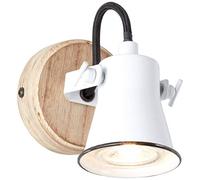 BRILLIANT Lámpara Aplique de pared blanco/madera clara | 1x PAR51, GU10, 5W, adecuado para lámparas reflectoras (no incluidas) | Escala A ++ a E | Cabezas giratorias