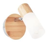 BRILLIANT lámpara Babsan aplique de pared madera claro/blanco | 1x C35, E14, 3.5W, adecuado para lámparas de velas (no incluidas) | Escala A ++ a E | Cabeza giratoria