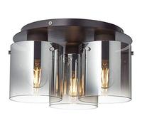 Brilliant lámpara Beth Plafón 35cm negro / vidrio ahumado | 3 lámparas normales A60, E27, 60W, gf no especificadas | Apto para lámparas LED | Regulable cuando se usan lámparas adecuadas