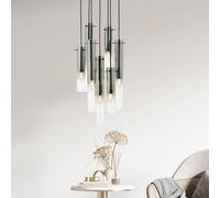 Brilliant Lámpara colgante Glasini, Ø 32 cm, gris humo, 7 luces, cristal