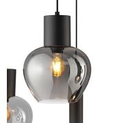 Brilliant Lámpara colgante Ligari, negro/gris humo, longitud 126 cm, cristal