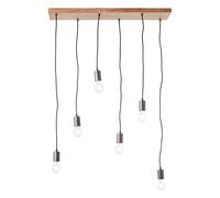 Brilliant Lámpara Colgante Rústica Negro/Madera 80 cm Max 6x40W E27