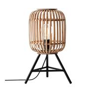 Brilliant Lámpara de mesa Woodrow de color marrón claro, 1 x A60, E27, 60 W, bombillas normales, con interruptor de cable, adecuada para bombillas LED