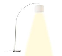 Brilliant Lámpara de pie de arco Lampe Clarie 1, 8m hierro/blanco | 1x A60, E27, apta para lámparas estándar (no incluidas) | Con interruptor de pie