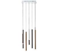 Brilliant Lámpara de techo LED con 8 focos, altura regulable, estilo café, regulable en 3 niveles mediante interruptor de pared de metal/plástico, en aluminio, negro, marrón y café, 40 x 25 cm