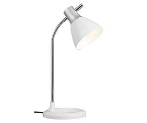 BRILLIANT lámpara Jan lámpara de mesa plata/blanco | 1x A60, E27, 40W, adecuado para lámparas normales (no incluidas) | Escala A ++ a E | Con presostato en la cabeza