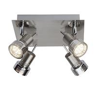 BRILLIANT lámpara Kassandra LED spot plate 4flg hierro/cromo | 4x LED-PAR51, GU10, lámparas reflectoras LED de 3W incluidas, (250lm, 3000K) | Escala A ++ a E | Cabezas giratorias