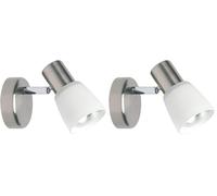 Brilliant lámpara Luca aplique de pared hierro/cromo/blanco | 1x R50, E14, 40W, adecuado para lámparas reflectoras (no incluidas) | Escala A ++ a E | Cabeza giratoria (Paquete de 2)