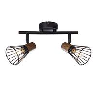 BRILLIANT lámpara Manama spot tubo 2 hojas madera oscura/negra mate | 2x D45, E14, 18W, adecuado para lámparas de caída (no incluidas) | Escala A ++ a E | Cabezas giratorias