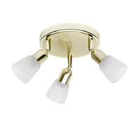 BRILLIANT Lámpara Sofia Spotrondell 3flg latón/alabastro blanco | 3x D45, E14, 40W, adecuado para lámparas de caída (no incluidas) | Escala A ++ a E | Cabezas giratorias