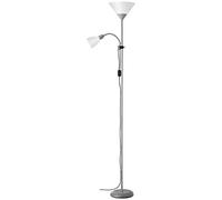 BRILLIANT lámpara Spari uplighter brazo de lectura plata/blanco | 1x A60, E27, 60W, adecuado para lámparas estándar (no incluidas) | Escala A ++ a E | Con interruptor de cable