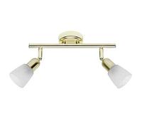 BRILLIANT Lámpara tubo spot Sofia 2 flg latón/alabastro blanco | 2x D45, E14, 40W, adecuado para lámparas de caída (no incluidas) | Escala A ++ a E | Cabezas giratorias