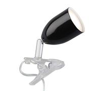 Brilliant Lampe Leo Lámpara LED de pinza negra | 1x LED-PAR51, GU10, lámpara LED reflectora de 3W incluida, (240lm, 2700K) | Con interruptor de cordón intermedio