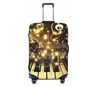 Brilliant Notes and Piano Rhyme - Funda elástica para equipaje de viaje, protector de maleta, funda de equipaje impresa antiarañazos, Black, XL
