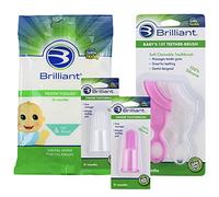 Brilliant Paquete con cepillos de dientes de 30 unidades, cepillos de dientes de silicona para dedos y cepillos de dientes para bebés, rosa claro