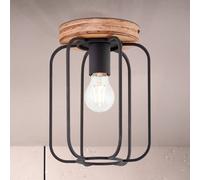 Brilliant Plafón Tosh, Ø 20 cm, madera, metal, negro