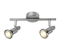 Brilliant Ryan Spot tubo, 2-focos, GU10 LED, 2 x 3 W, 230 lm, 3000 K, de metal, hierro/cromo/blanco G57413/77