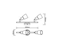 Brilliant Sofia downlight de techo, hierro/cromo/blanco, longitud 33 cm, 2 luces.